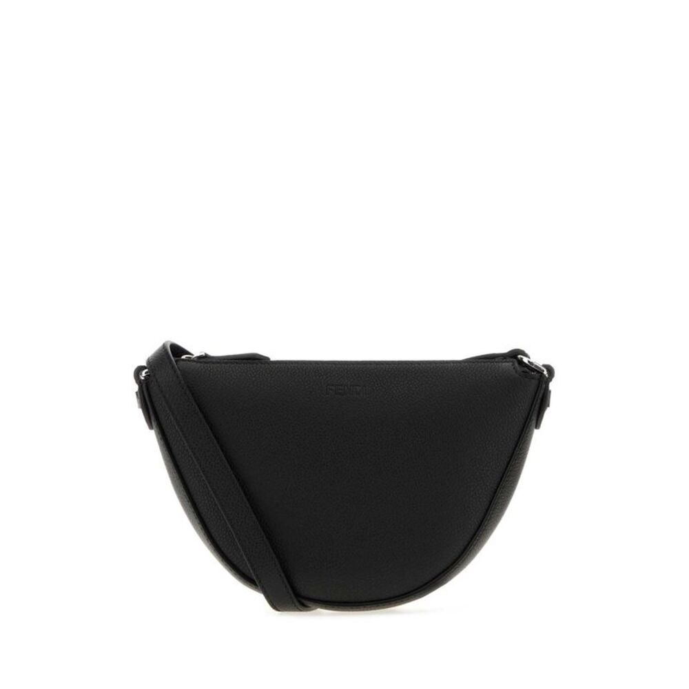 Fendi Men Black Leather Mini Fendi Melon Crossbody Bag